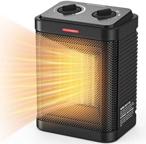 Compact Space Heater, Transportable 1500W Ceramic Area Heater for Indoor Use, Overheated & Tip-In excess of Protection Defense, Personalized Electric Space Heater with Thermostat for Desk, Office environment, Residence, and Home Use