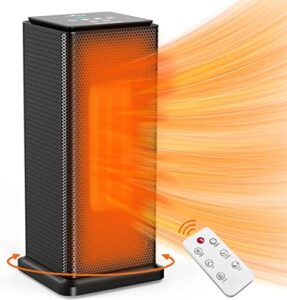 Room Heater for Indoor Use, 1500W Electrical Moveable Ceramic Area Tower Heater with Thermostat,Distant, Rapid Silent Heating 1-12H Timer, Oscillating Heater for Office environment Bed room Desk (Black)