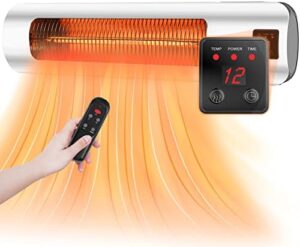 Outside Heater, 1500W Infrared Heater, Electrical Patio Heater with Remote Control and 12H Timer, IP65 Water-proof, Wall Mounted, Out of doors Heaters for Patio, Silver