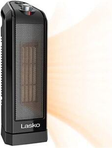 Lasko Oscillating Ceramic House Heater for Home with Overheat Protection, Thermostat, and 3 Speeds, 15.7 Inches, Black, 1500W, CT16450, Compact