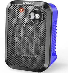 andily 500W Space Electric Small Heater for Home&Office Indoor Use on Desk with Safety Power Switch PTC BLUE